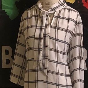 Misses’ Casual Tie Neck Mid Sleeve Blouse